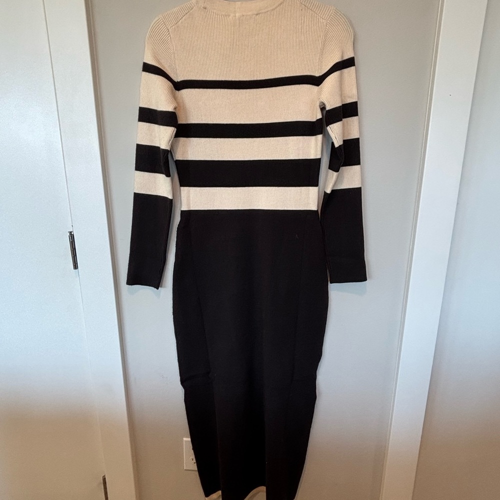 NWT Marine Layer Black and Cream Long Sleeve Dress - Picture 2 of 7